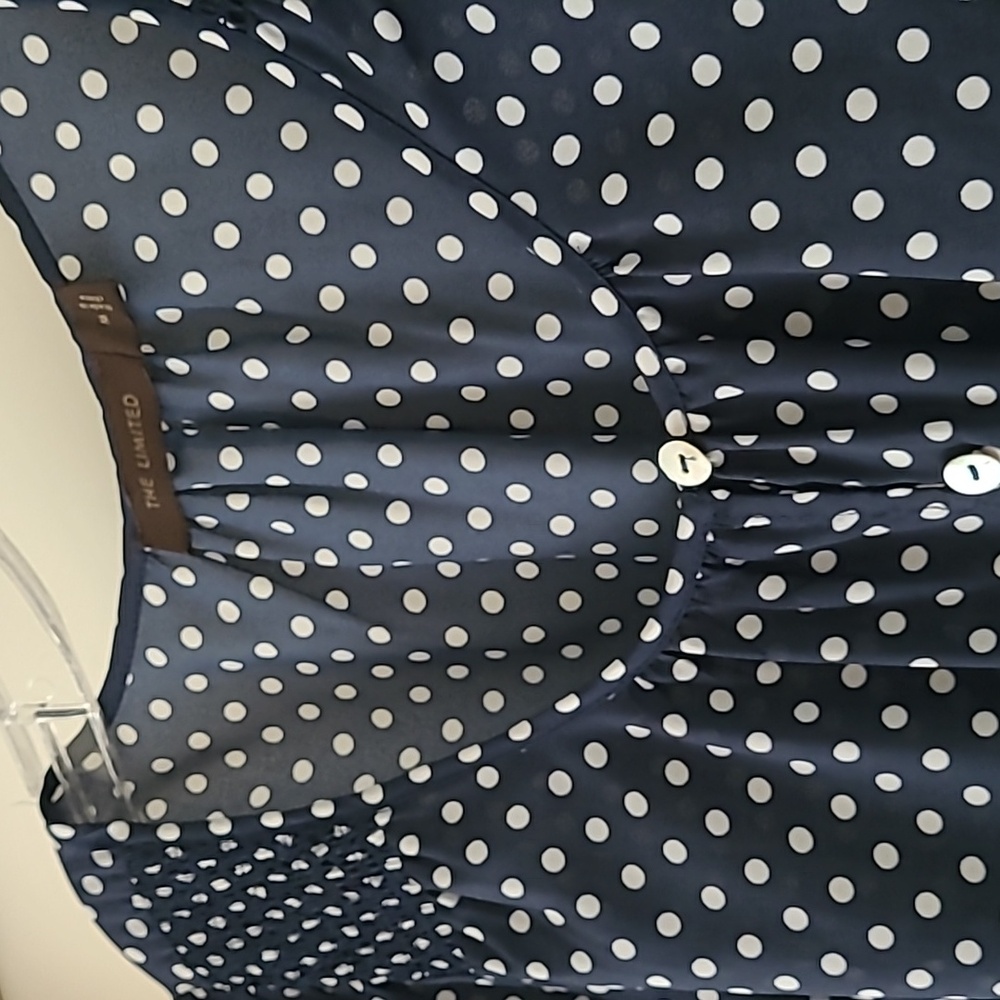 The LIMITED Navy And White Polka Dot Top - Picture 2 of 3